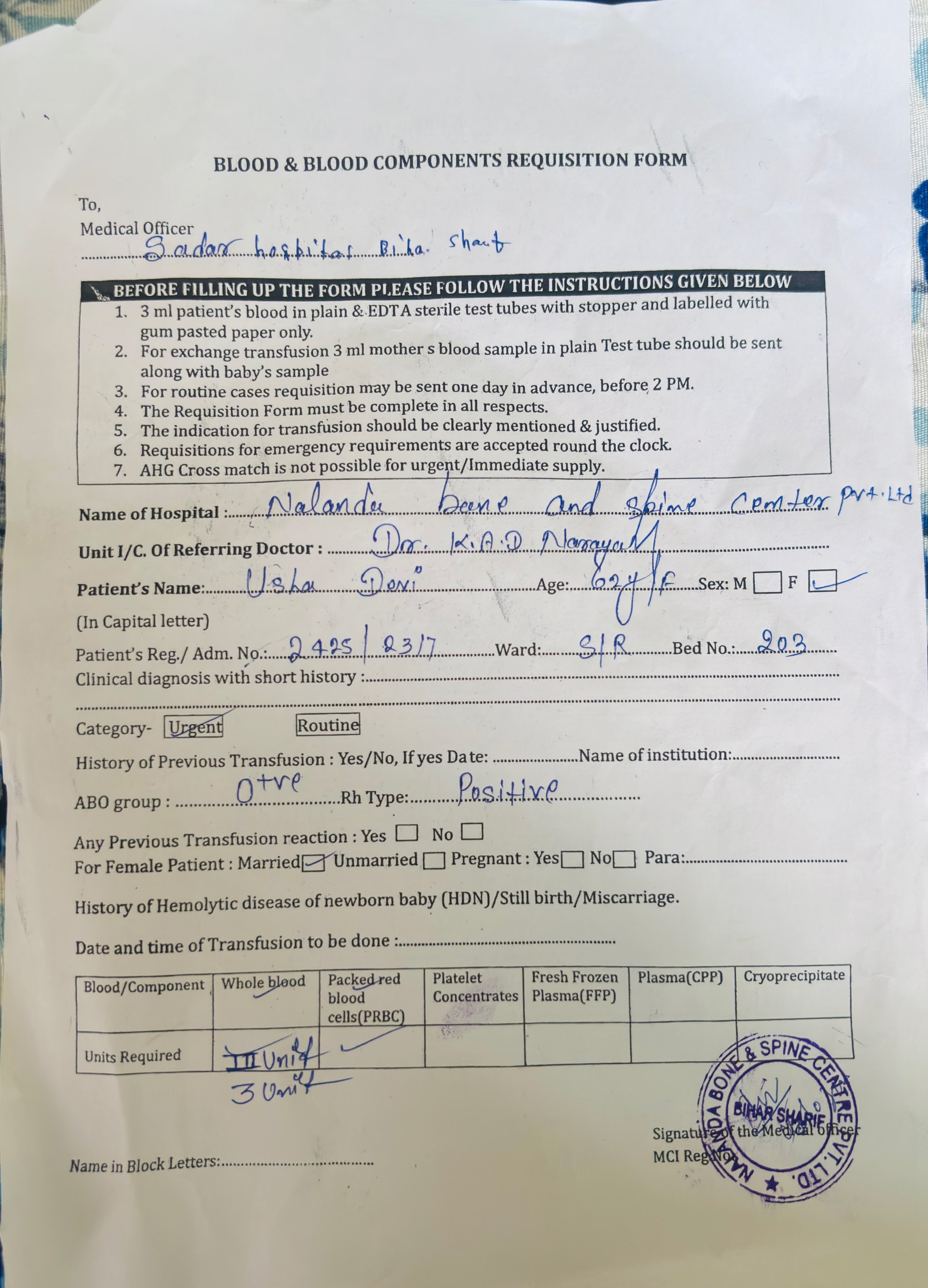 Need O+ve blood near Bihar sharif