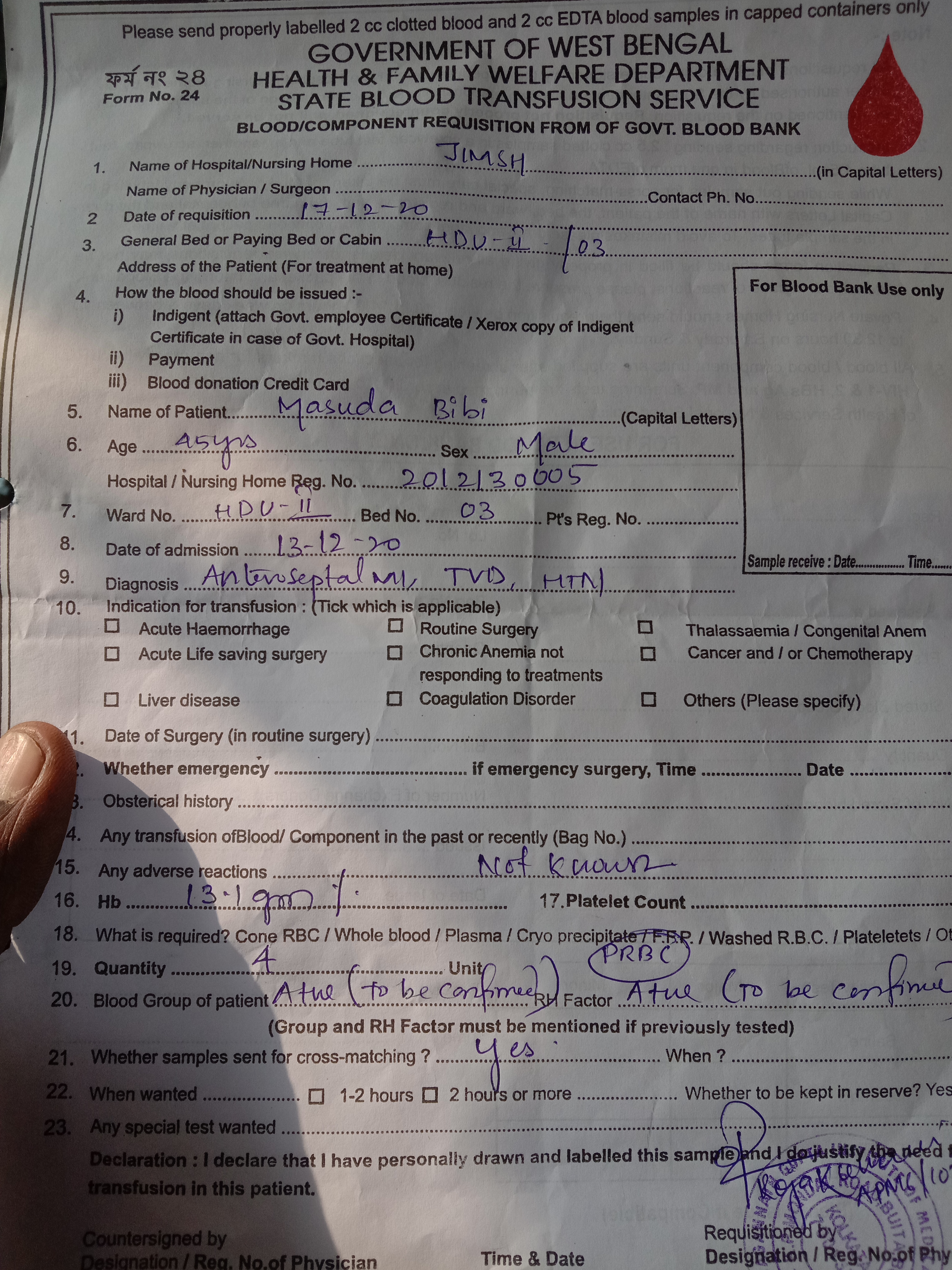 Need A+ve blood near Budge budge 