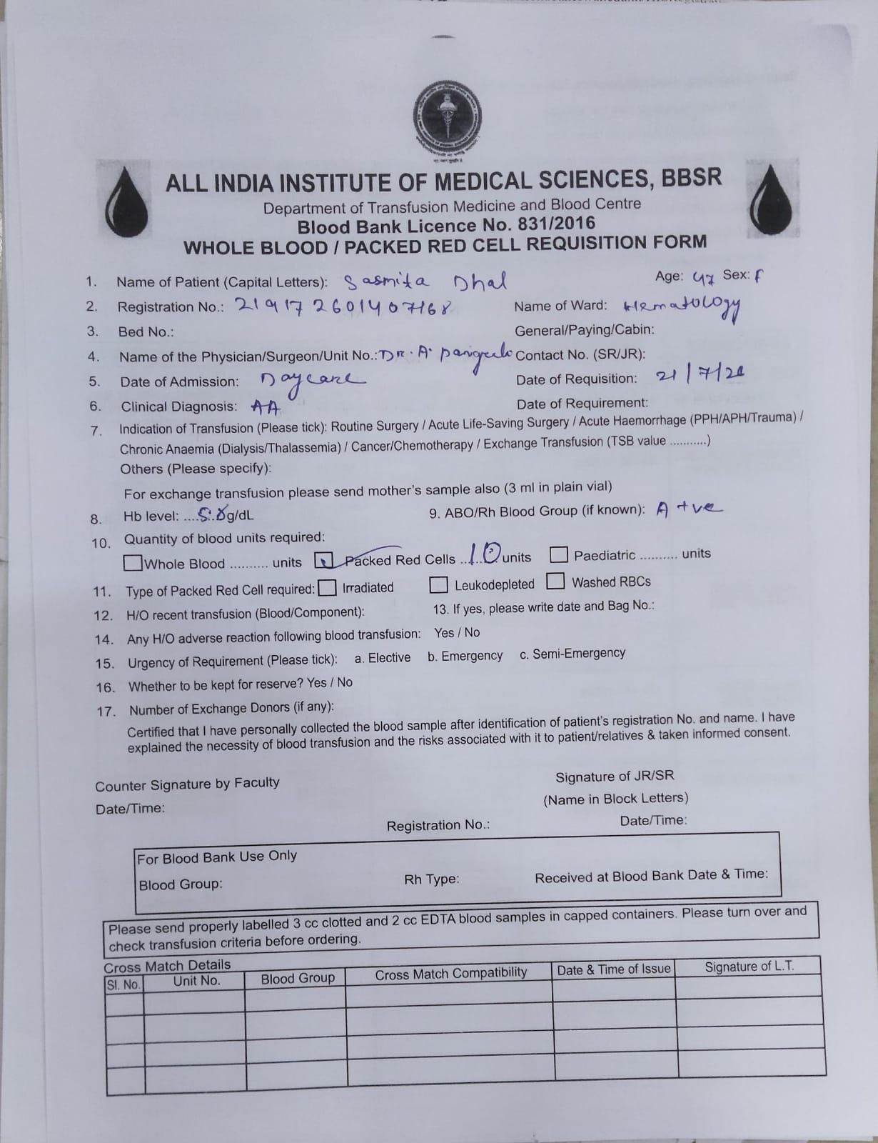 Need A+ve blood near Bhubaneswar 